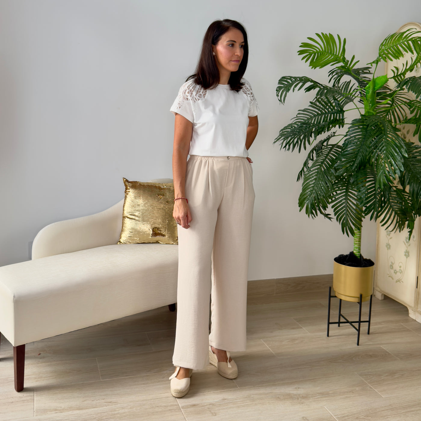 Pantalón Fluido Beige