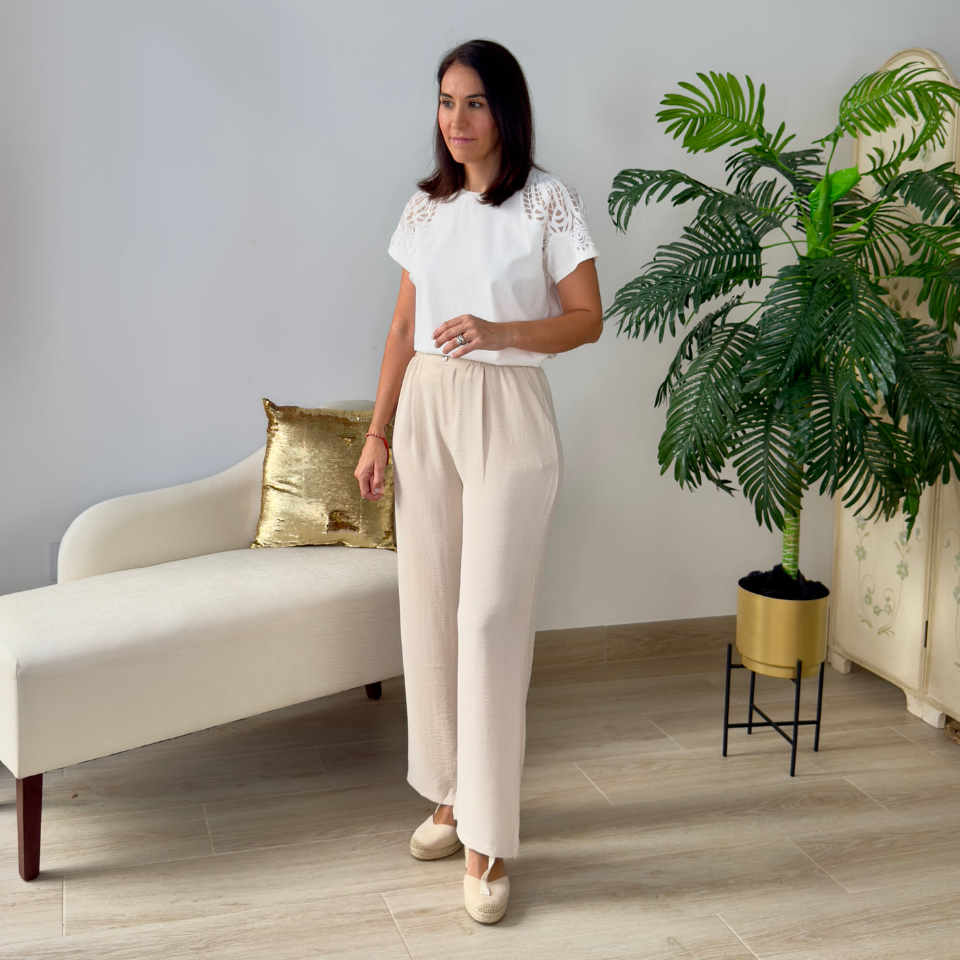 Pantalón Fluido Beige