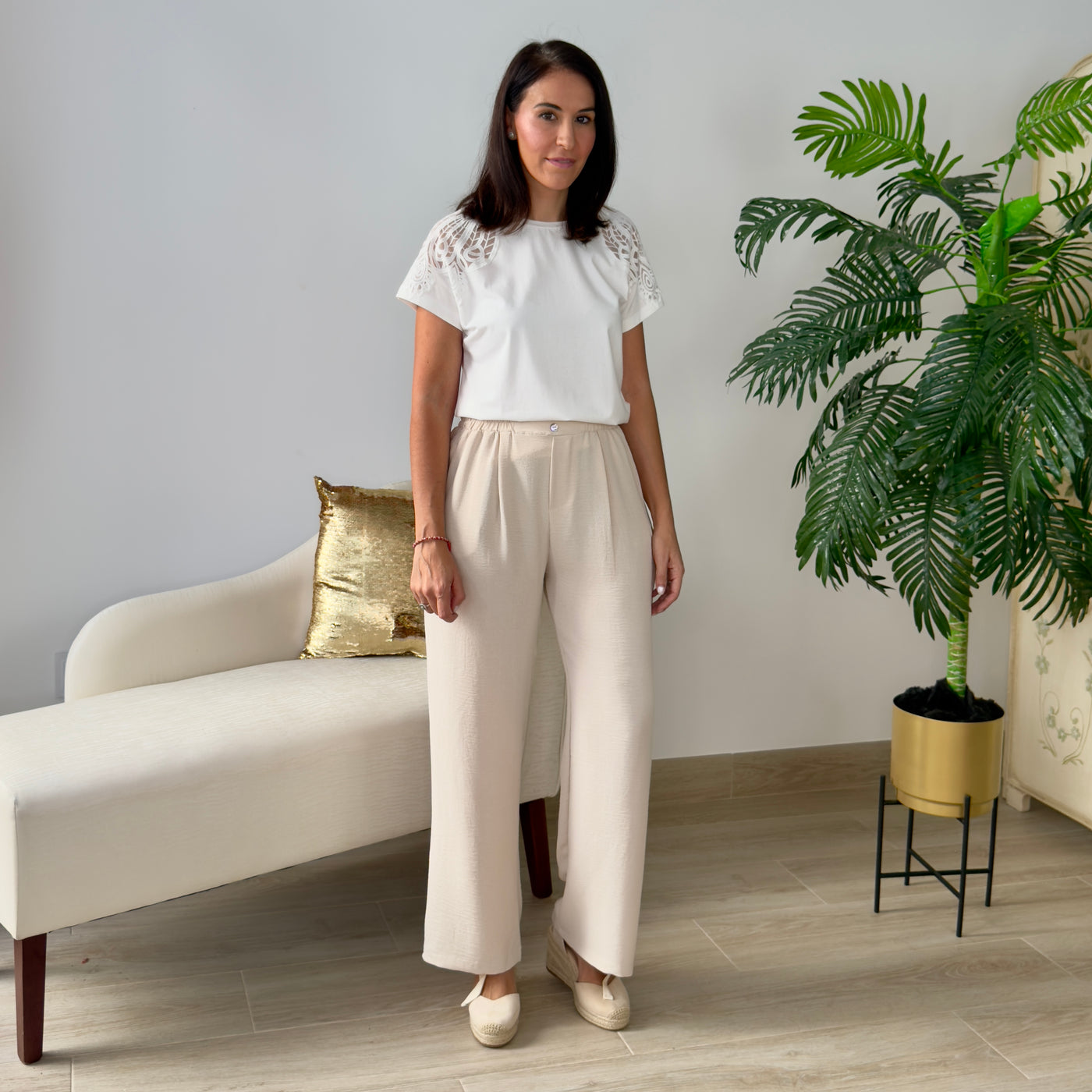 Pantalón Fluido Beige