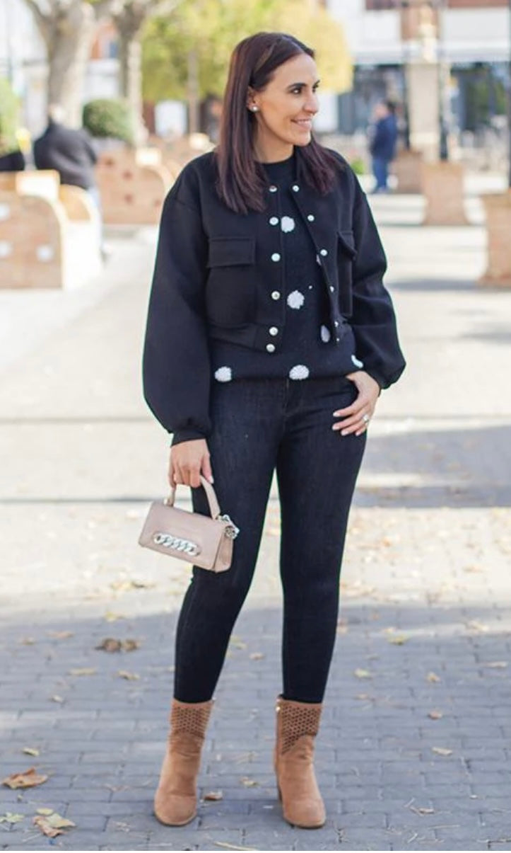 Jeans Basico Negro Jaspeado